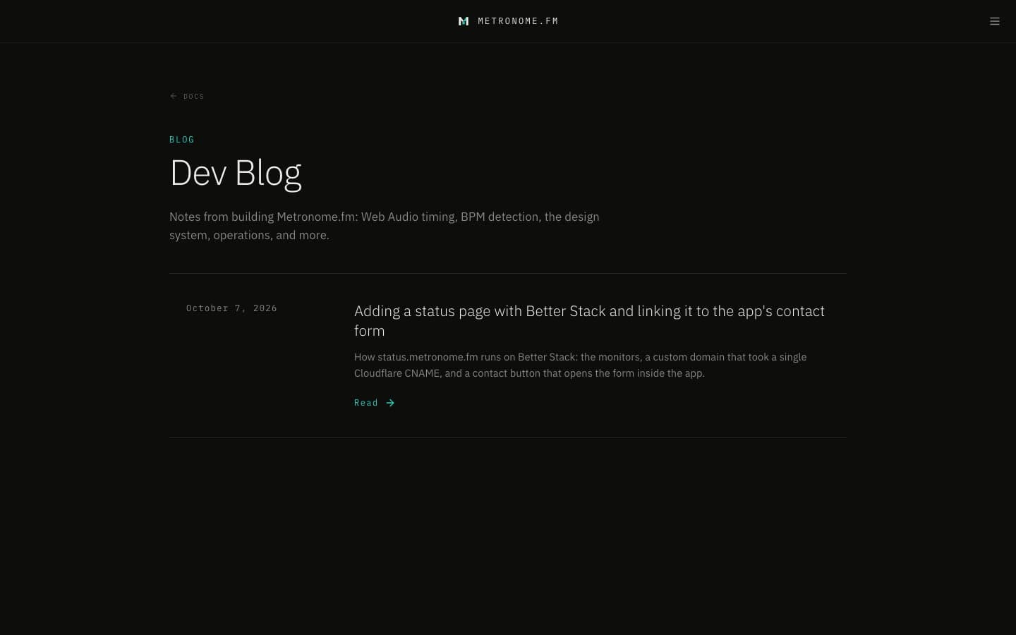 The dev blog started in v2.7